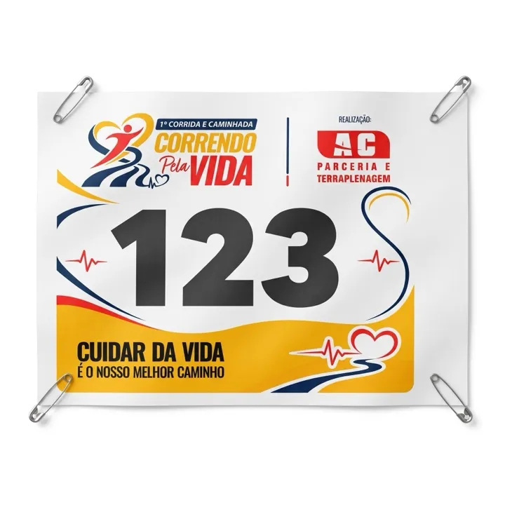 Número de peito personalizado da 1ª Correndo Pela Vida